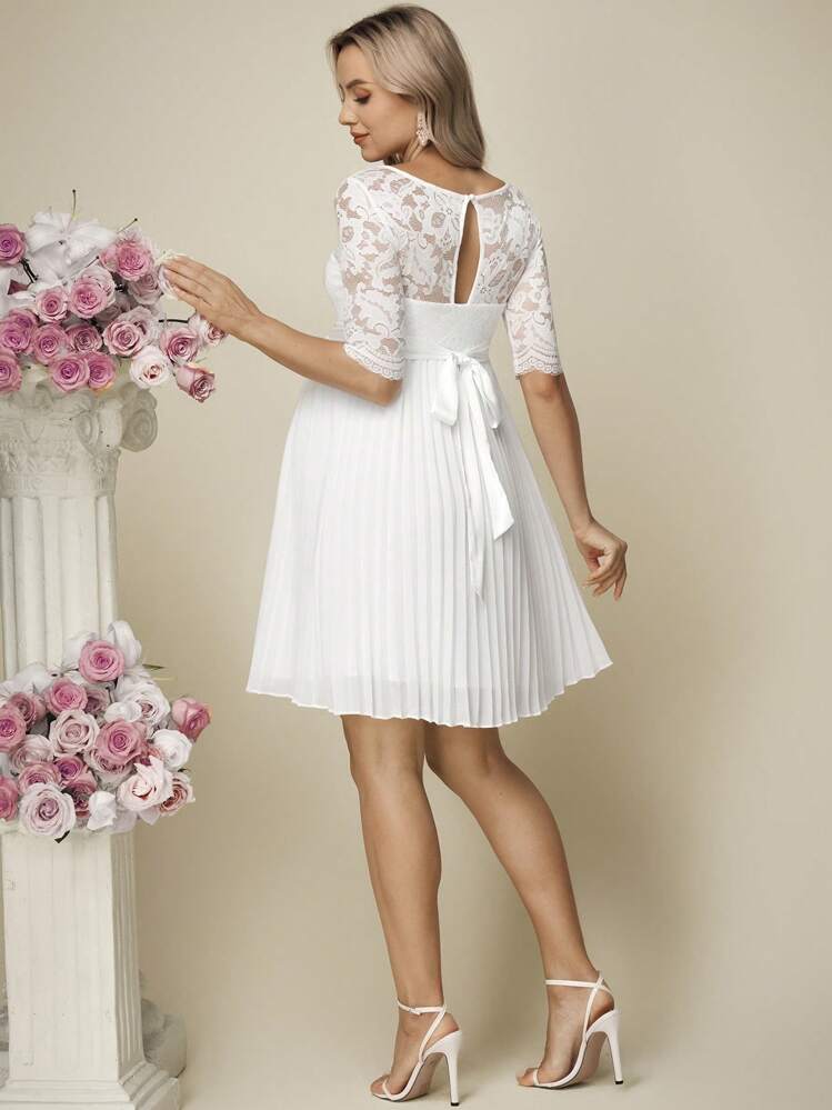 strapless open back dress Women's Tennis Contrasting Sports Pleated Dress White / M main image 0