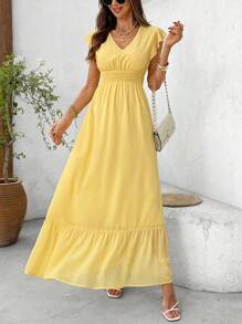 SHEIN Clasi 女式长款纯色连衣裙，简约时尚风格，适合夏季 女士夏季服装/夏季/夏季服装 狂欢服装/音乐会服装女装/乡村音乐会服装/狂欢/狂欢服装 节日/纳什维尔服装/伊比沙岛服装 复活节/复活节连衣裙/复活节服装女装 奶油黄色优雅度假休闲波西米亚风女装 毕业礼服/白色毕业礼服/舞会礼服 女士早午餐服装 婚礼宾客礼服女装 教堂服装女装/教堂服装女装 女士漂亮连衣裙 优雅 - 黃色 - 查看 5