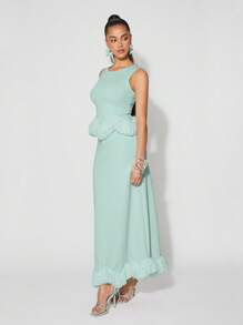 NYA SZN Váy Maxi Viền Tua Rua Mùa Xuân Lễ Hội Mùa Hè Cho Cô Dâu, Đám Cưới, Tốt Nghiệp, Tiệc Tối, Dạ Hội - màu xanh lá - Xem 5