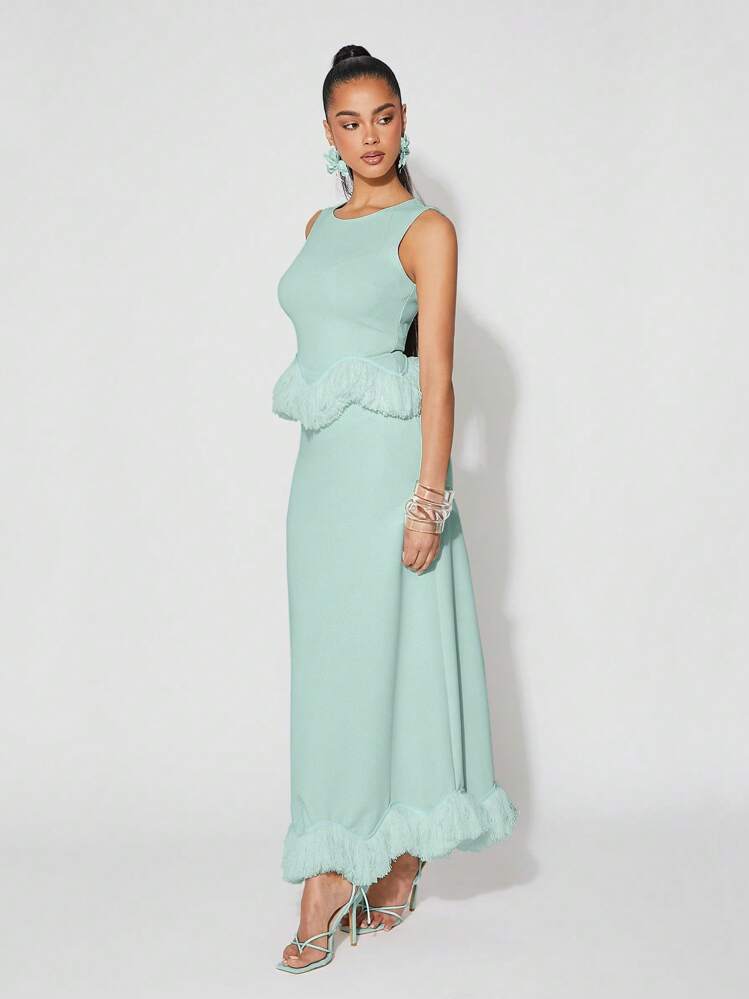 long white maxi dress Lady Black Tie - Bette Lace Back Draped - Off fringe and company caftan Strapless Floor-Length Mikado Prom across front only of Color:Spring Green