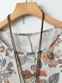 Rusticease 女式花卉印花长袖衬衫和裤子两件套休闲度假套装