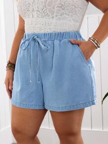 EMERY ROSE Plus Size Women Casual Denim Soft And Sexy Shorts For Summer