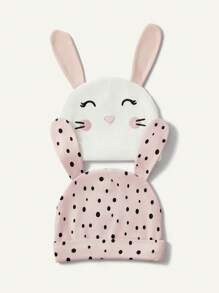 Cozy Pixies 2pcs/Set Soft & Comfortable Baby Pink Bunny Ear Embroidered Knit Hat - Multicolor - View 3