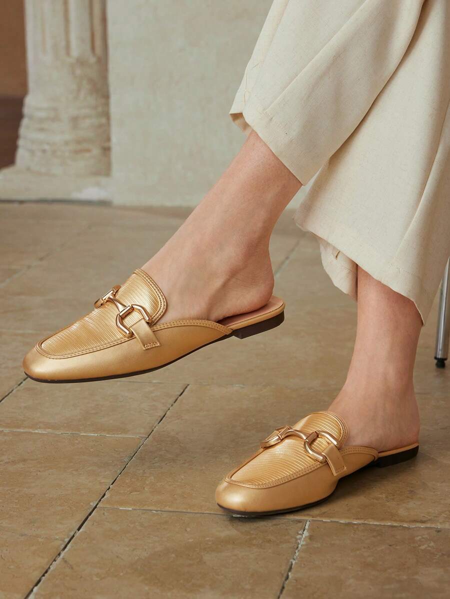 MOTF PREMIUM WOMEN'S COMFORTABLE CASUAL FLAT LOAFERS - Gold - View 1