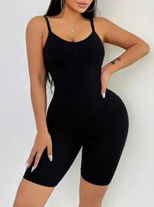 Sirith Seamless Knit Sexy Women Jumpsuit - Black - View 5