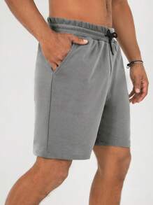 RueChic Cotton Men's Drawstring Waist Coconut Tree Print Shorts - Grey - View 4