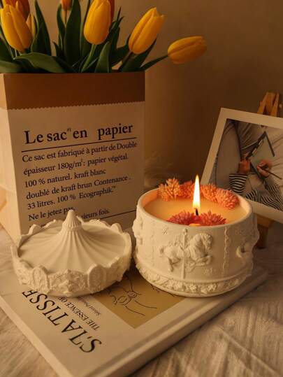 DIY Decorative Figures In The Shape Of A Yurt Made With Plaster Molds - Including Round Rotating Flower Box, Glue Drops And Silicone Molds - Creative Craft Kit For Home, Stylish Home Decor And DIY Projects For Wedding