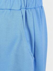 男童口袋抽绳腰部宽松长裤 - 藍色 - 查看 5