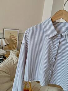 Lunelith SHEIN Lunessa Gestreiftes Hemd mit Knopfverschluss und Shorts