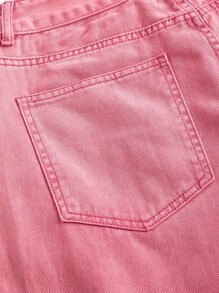 SHEIN MOD Women's Pink Denim Extra Long Jeans: Casual Style With Zipper Detail - Pink - View 4