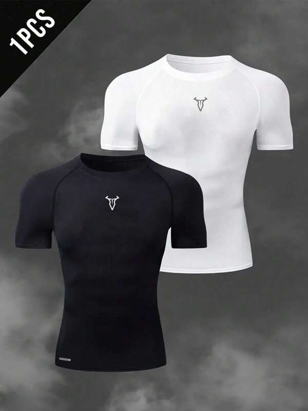 Manfinity Sport Polished Camiseta de deporte casual y minimalista de manga raglán y corte slim para hombre
