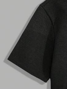 RueChic Men Embriodery Waffle Fabric Regular Short Sleeve T-Shirt Set - Multicolor - View 7