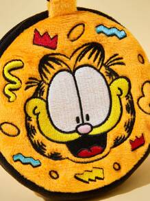 GARFIELD | SHEIN 卡通猫刺绣圆形零钱包，毛绒材质，可挂当钥匙扣 - 黃色 - 查看 8