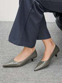 CUCCOO BIZCHIC 女士尖头小猫跟高跟鞋，时尚简约高跟鞋，适合夏季、度假、通勤、复古风格 - 灰色 - 查看 3