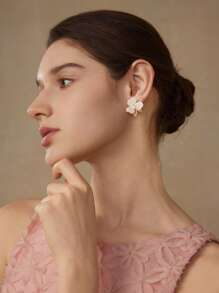 MOTF PREMIUM Pendientes con diseño de flor de estilo vintage chapado en oro de 18K - Amarillo Oro - Ver 6