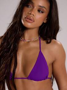 Musera Resort Mini Triangle Bikini Top For Beach Vacation Summer Holiday Sexy Swim Cute Spring - Purple - View 1