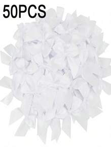 50 piezas de grandes lazos de cinta de satén de colores, moños artesanales, lazos de flores pequeñas blancas y rosas para regalos, decoración de pasteles/cumpleaños/cajas/regalos/envoltorios, accesorios DIY para el cabello/ramos de flores/cajas de regalo/decoración de pasteles (múltiples colores disponibles) para San Valentín, Día de la Madre, Día de San Valentín, decoración de bodas