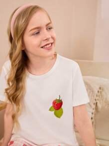 少女草莓印花短袖短裤家居服套装 - 彩色 - 查看 5