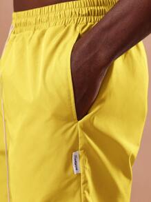 SUMWON Summer Beach Vacation Swim Trunks Athletic Pool Shorts Drawstring Adjustable Waist Mesh Lined Fitness Training Side Split Casual Resort Wear - Yellow - View 6