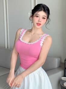 Joudiya 女士夏季音乐节装合身背心 - 粉色 - 查看 3