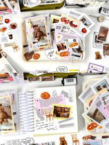 SHEIN 200pcs/Pack Daily Life Record Stickers Set For Scrapbooking And Journaling, Collage Material Paper Stickers - Multicolor - View 9