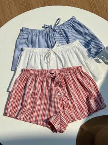 SHEIN 3件套女士夏季加大码抽绳宽松短裤 - 彩色 - 查看 4