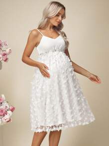 SHEIN White Elegant Maternity Summer Wedding Dress,Solid Color Sleeveless Classy Pregnant Midi Dresses For Women - White - View 6