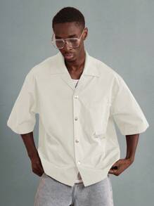 SUMWON Camiseta gráfica de declaración de estilo de vida boxy, estampado fuera de existencias, moda urbana casual de manga corta de verano y primavera moderna