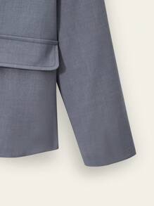 SHEIN 1 件青少年男孩学院风西装外套，优雅的英国校服夹克 - 灰色 - 查看 8