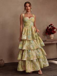 Savoree Vestido elegante con decoración escalonada de cristales para mujeres, adecuado para verano, playa, festivales, vacaciones