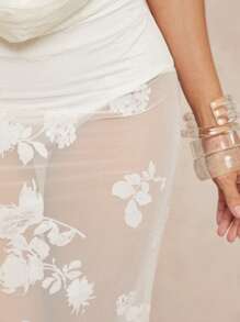 Lumalex Spring Outing Swimsuit Swimwear Swim Cover-Up Bikini Set Summer Swimsuit Swimwear Swim Vacation Elegant Easter Bohemian BOHO Sea Beach Hot Outdoor Richly Layered Wedding Season Banquet Coming Of Age Ceremony Beach Seaside Oversized Keyhole Neck Backless Cut-Out Dress For Ladies,Summer Dresses For Women,White Dresses For Women - White - View 6