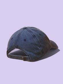 SCOOBY-DOO X SHEIN Cartoon Puppy & Letter Print Washed Baseball Cap - Navy Blue - View 3