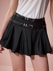 Enchnt 女士休闲简约风格裙子，适合日常穿着 - 黑色 - 查看 7