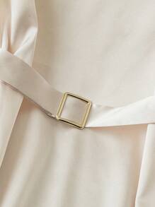 SHEIN Clasi Women's Elegant Solid Color Ruffle Hem Midi Dress - Apricot - View 6