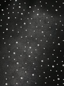 ROMWE MEN Street Life Spring/Summer Casual Men'S Drawstring Waist Sparkling Diamond Print Shorts - Black - View 4