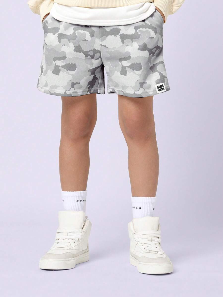 SUMWON Pantalones cortos deportivos con cintura elástica de camuflaje, cómodos para entrenamiento, , actividad de verano, rendimiento juvenil, pantalones cortos deportivos