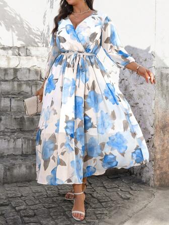 Flouryn 大码女士宽松飘逸连衣裙，中式度假连衣裙，适合派对、聚会、街头散步、圣帕特里克节、复活节、凉爽连衣裙、缓解压力的服装、晚礼服、优雅时尚女士休闲连衣裙、女士夏季服装、圣帕特里克节、狂欢服装、节日、春假服装、圣帕特里克、波西米亚风格