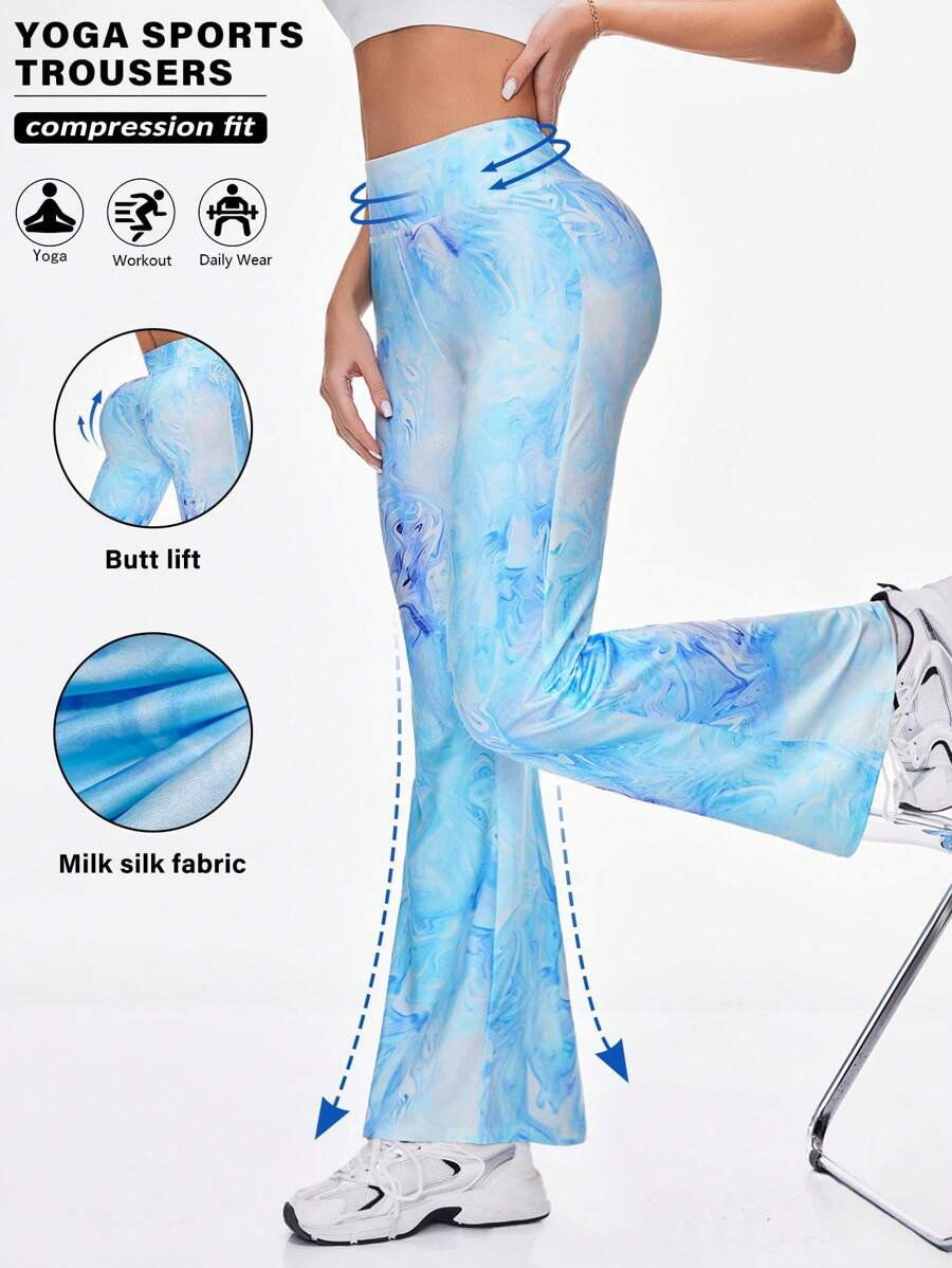 Easithlete Jambiere de damă Yoga Sports Dream Blue Marble Print