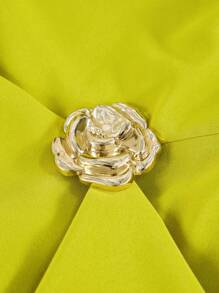 SOLERSUN 大码女式时尚纯色优雅垂坠单肩宽松长裙，配金色饰边细节不对称连衣裙，春夏，婚礼季节，无袖长裙 - 綠色 - 查看 7