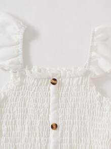 SHEIN 2pcs/Set Tween Girls Summer Vacation Ruffle Edge Shirt And Floral Print Pants, Spring Outfit - Multicolor - View 7