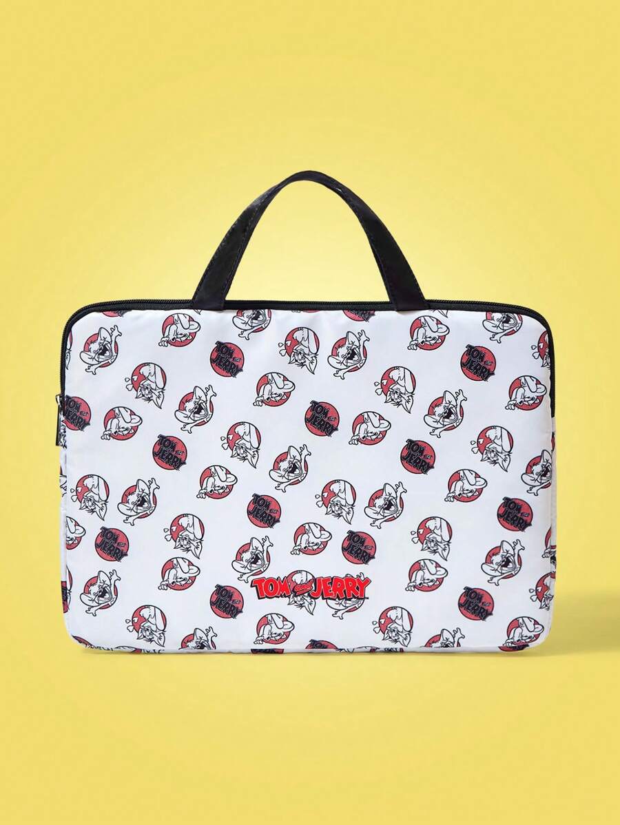 TOM & JERRY X SHEIN Black Cartoon Mouse Print Computer Bag - Black - View 1