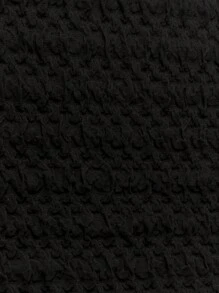 Roylia Camisa Cropped de Malha Texturizada com Amarração e Vazados, Cor Sólida, da Moda - Preto - Visão 6