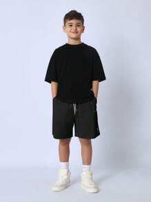 SUMWON Pantaloncini da allenamento atletico, leggeri e traspiranti, con laccetti, shorts da sudore per corsa, esercizio, allenamento, sport, giovanili, da uomo, abbigliamento attivo, per estate e primavera - nero - Visualizzare 2