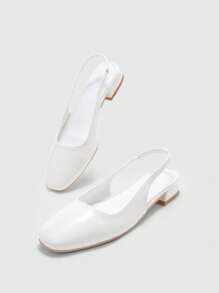 CUCCOO BIZCHIC Women's Fashion White Low Heel Square Toe Mary Jane Flats, Commuting, Casual, Party, Shopping, Holiday Wear - White - View 9