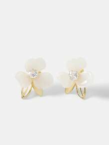 MOTF PREMIUM Pendientes con diseño de flor de estilo vintage chapado en oro de 18K - Amarillo Oro - Ver 7