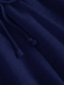SHEIN BASICS 休闲宽松口袋纯色针织女裤 - 藏蓝色 - 查看 8