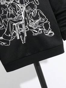 儿童/青少年男孩休闲街头图案卫衣 - 黑色 - 查看 4