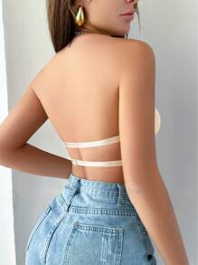 Women's Lightly Padded Strapless Seamless Wireless Bra, Adjustable, Minimalist Design - Apricot - View 8