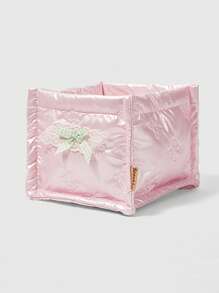 ROMWE Kawaii Ballet Style Heart Quilted Cute Pink Bow Square Storage Basket - Multicolor - View 4