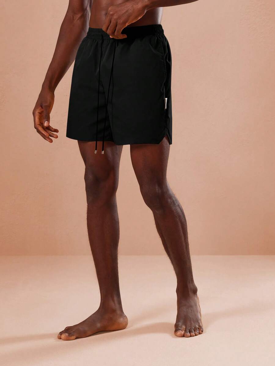 SUMWON Performance Athletic Swim Trunks Beach Vacation Pool Side Slit Water Sports Summer Holiday Resort Wear Board Swimming Surf Active Beach Wear - Black - View 1